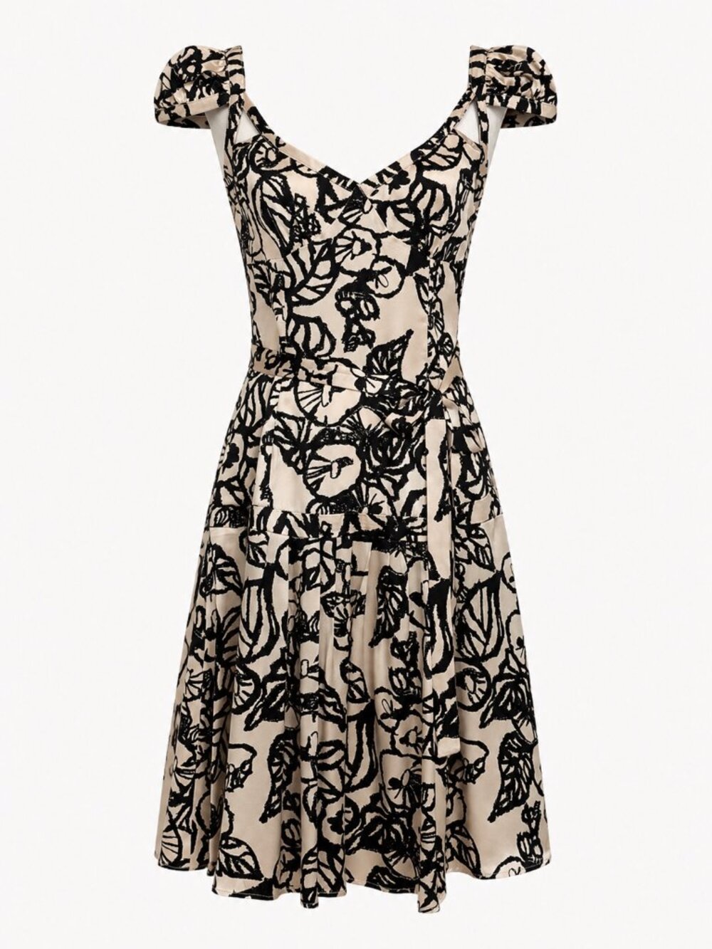 Tracy Reese 100% Silk Black Ivory Belted Drop Waist Midi Dress 8 - Picture 1 of 16
